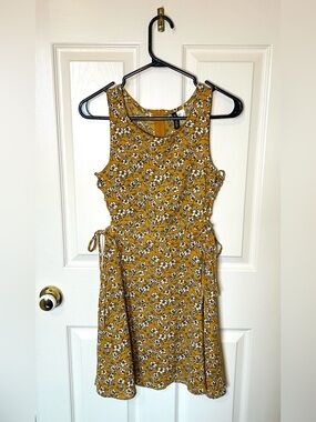 Divided Mustard Yellow Floral Midi Dress